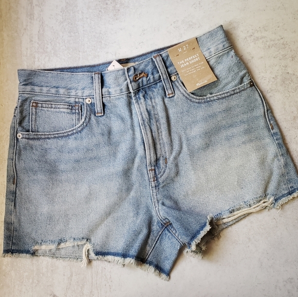 Madewell The Perfect Jean Shorts Size 27 High Rise Denim Cut Off - Picture 2 of 5